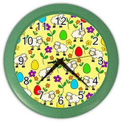 Easter Lamb Color Wall Clocks by Valentinaart