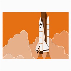 Rocket Space Ship Orange Large Glasses Cloth by Mariart