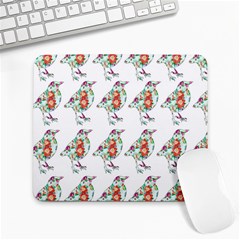 Floral Birds Wallpaper Pattern On White Background Large Mousepads by Nexatart