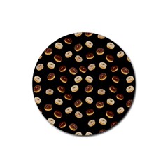 Donuts Pattern Rubber Coaster (round)  by Valentinaart