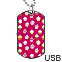 Cupcakes Pattern Dog Tag Usb Flash (one Side) by Valentinaart