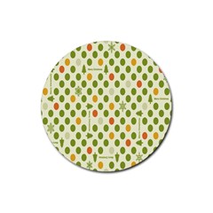 Merry Christmas Polka Dot Circle Snow Tree Green Orange Red Gray Rubber Coaster (round)  by Mariart