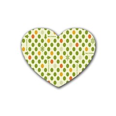 Merry Christmas Polka Dot Circle Snow Tree Green Orange Red Gray Rubber Coaster (heart)  by Mariart