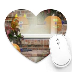 Ghostly Floating Pumpkins Heart Mousepads by canvasngiftshop