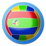 Balloon Volleyball Ball Sport Magnet 5  (Round) Front