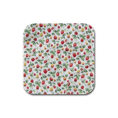 Strawberry Pattern Rubber Square Coaster (4 Pack)  by Valentinaart