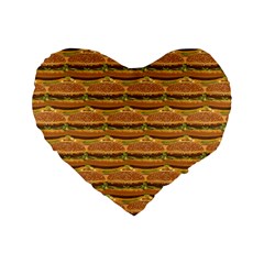 Delicious Burger Pattern Standard 16  Premium Heart Shape Cushions by berwies