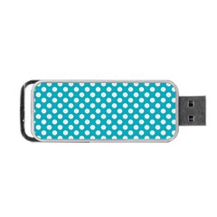 Sleeping Kitties Polka Dots Teal Portable Usb Flash (one Side) by emilyzragz