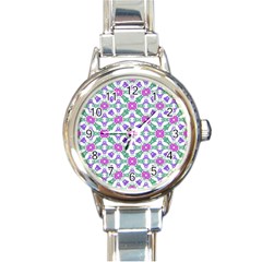 Multicolor Ornate Check Round Italian Charm Watch by dflcprints