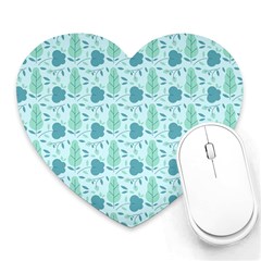 Flowers And Leaves Pattern Heart Mousepads by TastefulDesigns