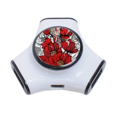 Red Flowers Pattern 3-port Usb Hub by TastefulDesigns