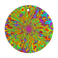 Magic Ripples Flower Power Mandala Neon Colored Ornament (round) by EDDArt