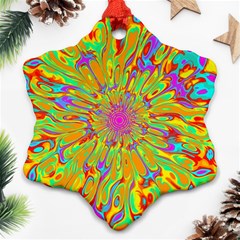 Magic Ripples Flower Power Mandala Neon Colored Ornament (snowflake) by EDDArt