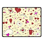 Valentinstag Love Hearts Pattern Red Yellow Double Sided Fleece Blanket (Small)  45 x34  Blanket Back