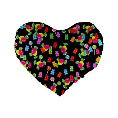 Candy Pattern Standard 16  Premium Heart Shape Cushions by Valentinaart