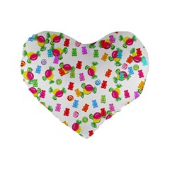 Candy Pattern Standard 16  Premium Heart Shape Cushions by Valentinaart