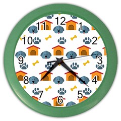 Bone House Face Dog Color Wall Clocks by Mariart