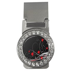 Star Red Flower Floral Black Leaf Polka Circle Money Clips (cz)  by Mariart