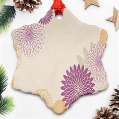 Star Sunflower Floral Grey Purple Orange Snowflake Ornament (two Sides) by Mariart