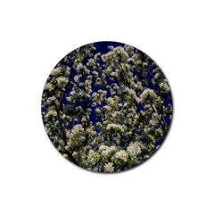 Floral Skies Rubber Coaster (round)  by dawnsiegler