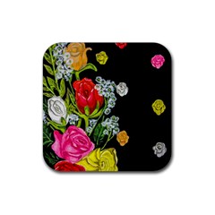 Floral Rhapsody Pt 4 Rubber Coaster (square)  by dawnsiegler