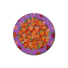 Floral Sphere Rubber Round Coaster (4 Pack)  by dawnsiegler