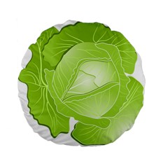 Cabbage Leaf Vegetable Green Standard 15  Premium Flano Round Cushions by Mariart