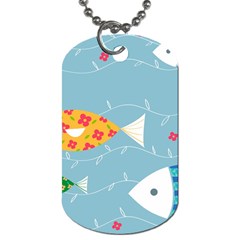 Fish Cute Swim Blue Sea Dog Tag (one Side) by Mariart