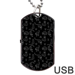 Black Cats And Witch Symbols Pattern Dog Tag Usb Flash (one Side) by Valentinaart