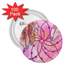 Watercolor Cute Dreamcatcher With Feathers Background 2 25  Buttons (100 Pack)  by TastefulDesigns