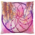 Watercolor cute dreamcatcher with feathers background Large Cushion Case (One Side) Front