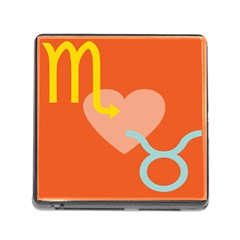 Illustrated Zodiac Love Heart Orange Yellow Blue Memory Card Reader (square) by Mariart