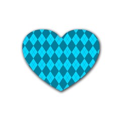 Plaid Pattern Rubber Coaster (heart)  by Valentinaart