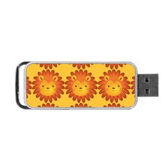 Cute Lion Face Orange Yellow Animals Portable Usb Flash (two Sides) by Mariart