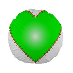 Heart Rhythm Inner Green Red Standard 15  Premium Flano Round Cushions by Mariart