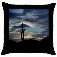 Cactus Sunset Throw Pillow Case (black) by JellyMooseBear