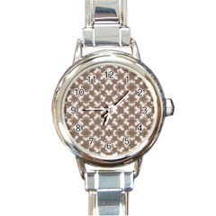 Stylized Leaves Floral Collage Round Italian Charm Watch by dflcprints