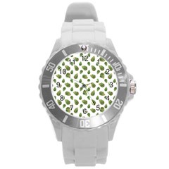 Leaves Motif Nature Pattern Round Plastic Sport Watch (l) by dflcprints