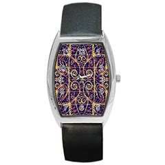 Tribal Ornate Pattern Barrel Style Metal Watch by dflcprints