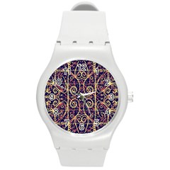 Tribal Ornate Pattern Round Plastic Sport Watch (m) by dflcprints