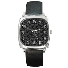 Linear Abstract Black And White Square Metal Watch by dflcprints