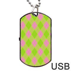 Plaid Pattern Dog Tag Usb Flash (one Side) by Valentinaart