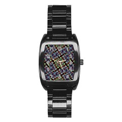 Colorful Floral Collage Pattern Stainless Steel Barrel Watch by dflcprints