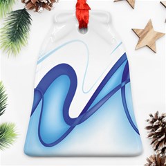 Glittering Abstract Lines Blue Wave Chefron Ornament (bell) by Mariart