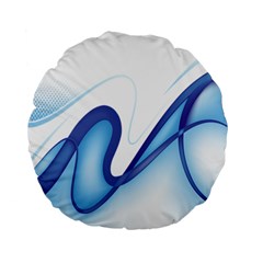 Glittering Abstract Lines Blue Wave Chefron Standard 15  Premium Flano Round Cushions by Mariart