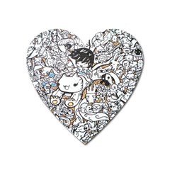 Cute Doodles Heart Magnet by Nexatart