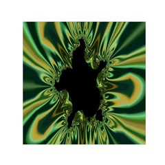 Burning Ship Fractal Silver Green Hole Black Small Satin Scarf (square) by Mariart