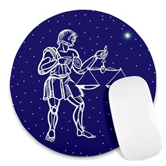 Libra Zodiac Star Round Mousepads by Mariart