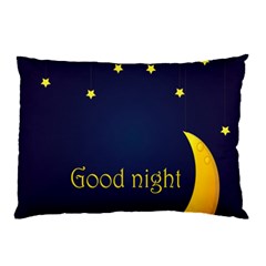 Star Moon Good Night Blue Sky Yellow Light Pillow Case by Mariart