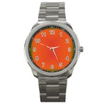 Scarlet Pimpernel Writing Orange Green Sport Metal Watch Front